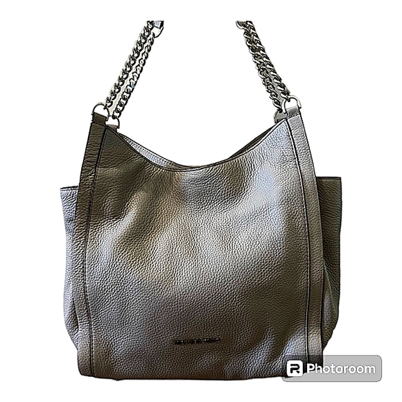 MICHAEL KORS NEWBURY GREY PEBBLED TEXTURE LEATHER SHOULDER TOTE BAG  EUC - Picture 2 of 16
